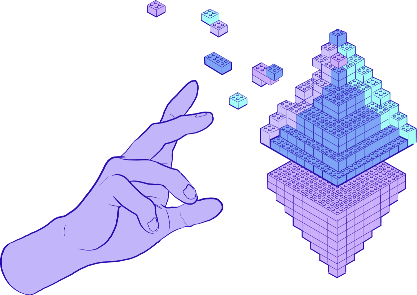Building blocks 插画，象征从零开始创造产品